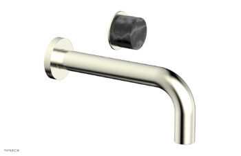 Phylrich Basic II Single Handle Wall Lavatory Set - Black Marble Handle 230-17 - Satin Nickel