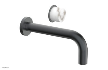Phylrich Basic II Single Handle Wall Lavatory Set - White Marble Handle 230-17 - Gun Metal