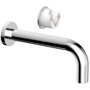 Phylrich Basic II Single Handle Wall Lavatory Set – White Marble Handle 230-17 – Polished Chrome