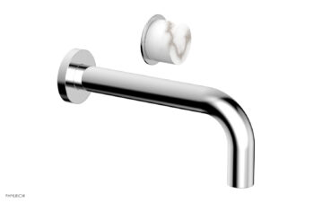 Phylrich Basic II Single Handle Wall Lavatory Set - White Marble Handle 230-17 - Polished Chrome