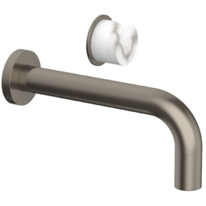 Phylrich Basic II Single Handle Wall Lavatory Set – White Marble Handle 230-17 – Pewter