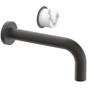 Phylrich Basic II Single Handle Wall Lavatory Set – White Marble Handle 230-17 – Oil Rubbed Bronze