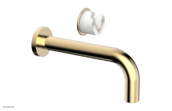 Phylrich Basic II Single Handle Wall Lavatory Set - White Marble Handle 230-17 - Satin Brass