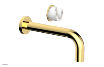 Phylrich Basic II Single Handle Wall Lavatory Set - White Marble Handle 230-17 - Polished Gold