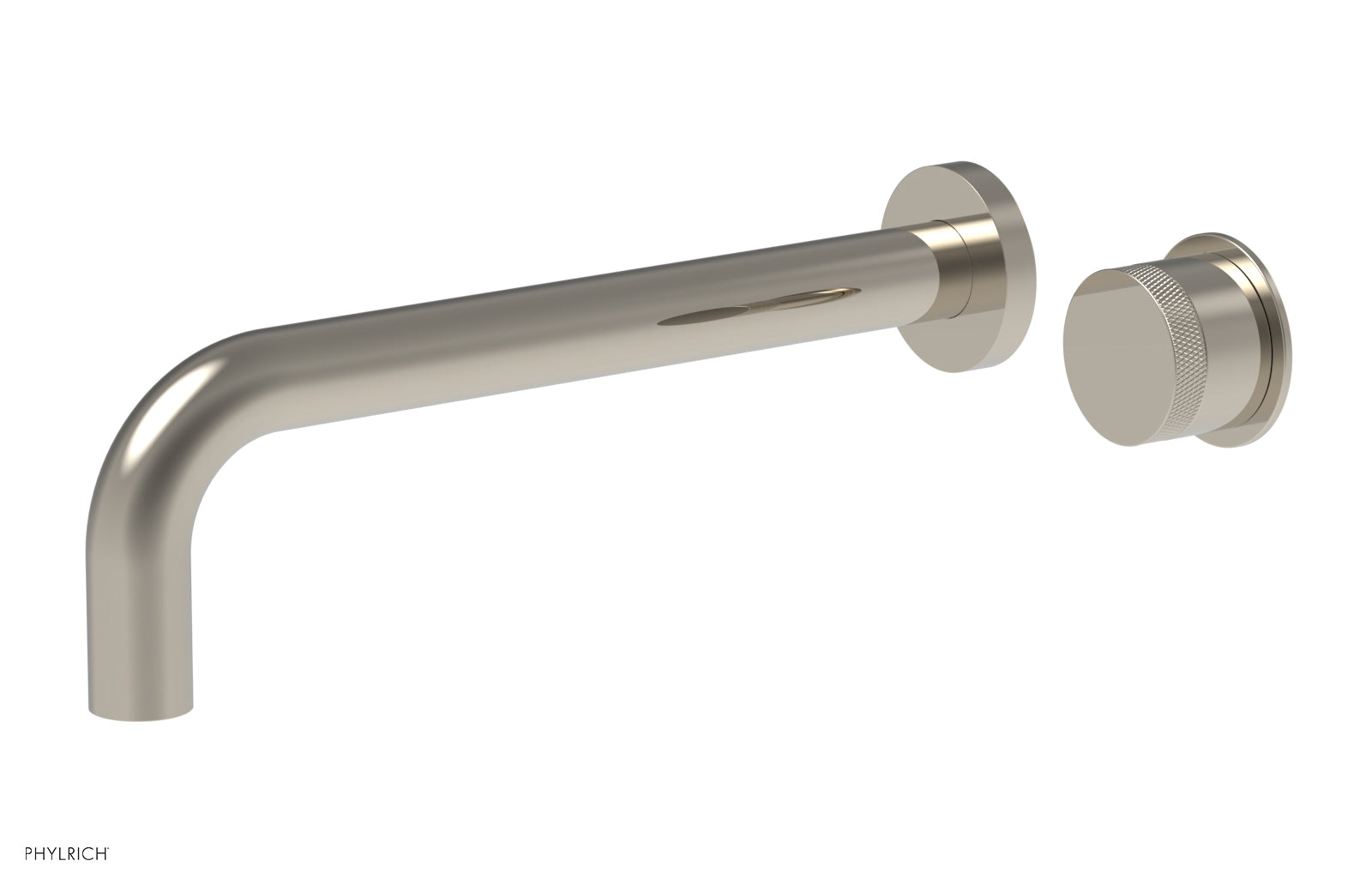 Phylrich Basic II 10" Single Handle Wall Lavatory Set - Knurled Handle 230-18-10 - Polished Nickel