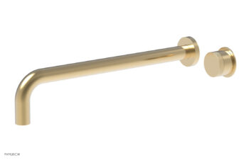 Phylrich Basic II 14" Single Handle Wall Lavatory Set - Knurled Handle 230-18-14 - Satin Brass