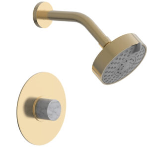 Phylrich BASIC II Pressure Balance Shower Set – White Marble 230-23 – Satin Brass