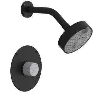 Phylrich BASIC II Pressure Balance Shower Set – White Marble 230-23 – Matte Black