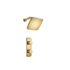 Flusso Single Output Shower Set With Shower Head And Arm In Satin Brass