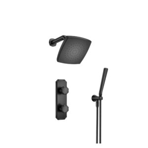 Flusso Two Output Shower Set With Shower Head And Hand Held In Matte Black