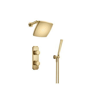 Flusso Two Output Shower Set With Shower Head And Hand Held In Satin Brass