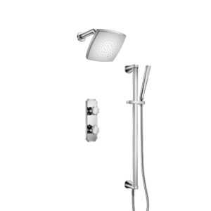 Flusso Two Output Shower Set With Shower Head, Hand Held And Slide Bar In Chrome