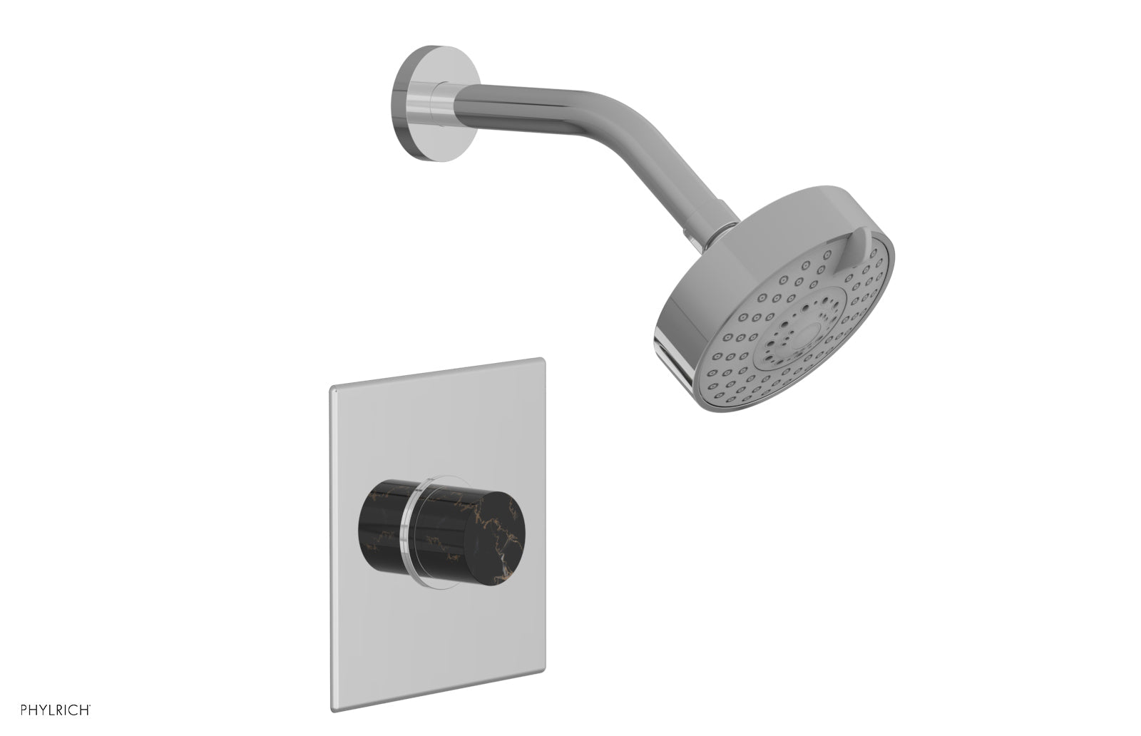 Phylrich BASIC II Pressure Balance Shower Set - Black Marble Handle 230S-23 - Polished Chrome
