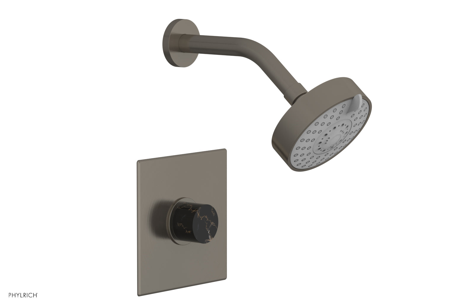 Phylrich BASIC II Pressure Balance Shower Set - Black Marble Handle 230S-23 - Pewter