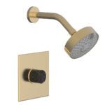 Phylrich BASIC II Pressure Balance Shower Set - Black Marble Handle 230S-23 - Satin Brass