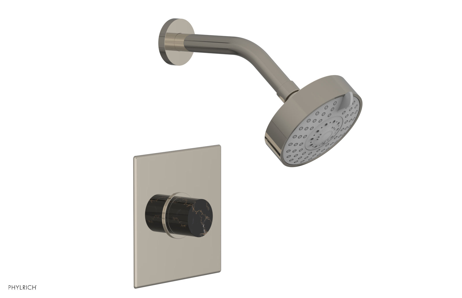 Phylrich BASIC II Pressure Balance Shower Set - Black Marble Handle 230S-23 - Polished Nickel