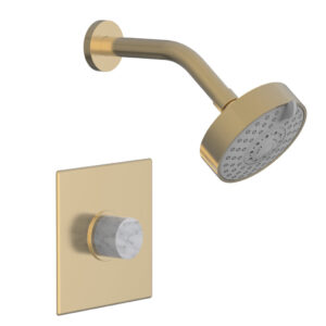 Phylrich BASIC II Pressure Balance Shower Set – White Marble Handle 230S-23 – Satin Brass