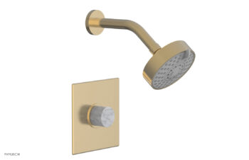 Phylrich BASIC II Pressure Balance Shower Set - White Marble Handle 230S-23 - Satin Brass