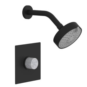 Phylrich BASIC II Pressure Balance Shower Set – White Marble Handle 230S-23 – Matte Black
