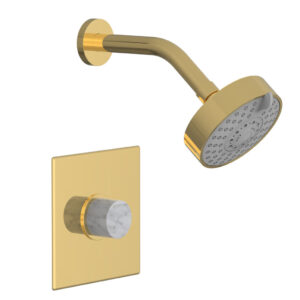 Phylrich BASIC II Pressure Balance Shower Set – White Marble Handle 230S-23 – Polished Gold