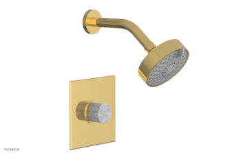 Phylrich BASIC II Pressure Balance Shower Set - White Marble Handle 230S-23 - Polished Gold