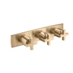 Flusso Trim For Horizontal Thermostatic Valve with 2 Volume Controls In Brushed Bronze