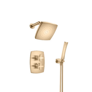 Flusso Two Output Shower Set With Shower Head And Hand Held In Brushed Bronze