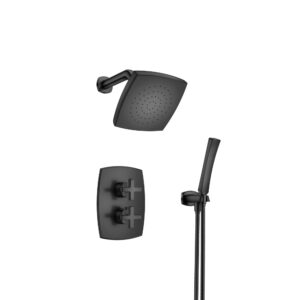 Flusso Two Output Shower Set With Shower Head And Hand Held In Matte Black