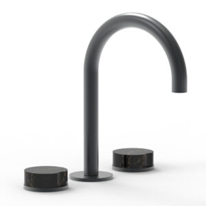 Phylrich CIRC – Widespread Faucet – High Spout, Marble Handles 250-03 – Gun Metal