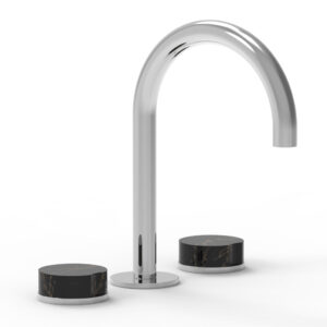 Phylrich CIRC – Widespread Faucet – High Spout, Marble Handles 250-03 – Polished Chrome