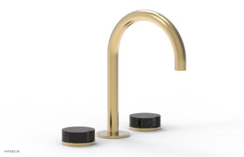 Phylrich CIRC - Widespread Faucet - High Spout, Marble Handles 250-03 - Satin Brass