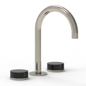Phylrich CIRC – Widespread Faucet – High Spout, Marble Handles 250-03 – Polished Nickel