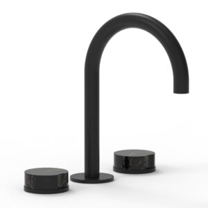 Phylrich CIRC – Widespread Faucet – High Spout, Marble Handles 250-03 – Matte Black
