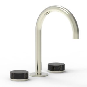 Phylrich CIRC – Widespread Faucet – High Spout, Marble Handles 250-03 – Satin Nickel