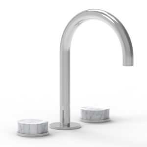 Phylrich CIRC – Widespread Faucet – High Spout, Marble Handles 250-03 – Polished Chrome