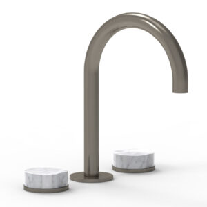 Phylrich CIRC – Widespread Faucet – High Spout, Marble Handles 250-03 – Pewter