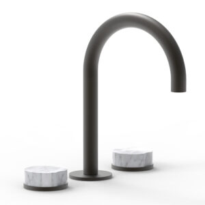 Phylrich CIRC – Widespread Faucet – High Spout, Marble Handles 250-03 – Oil Rubbed Bronze