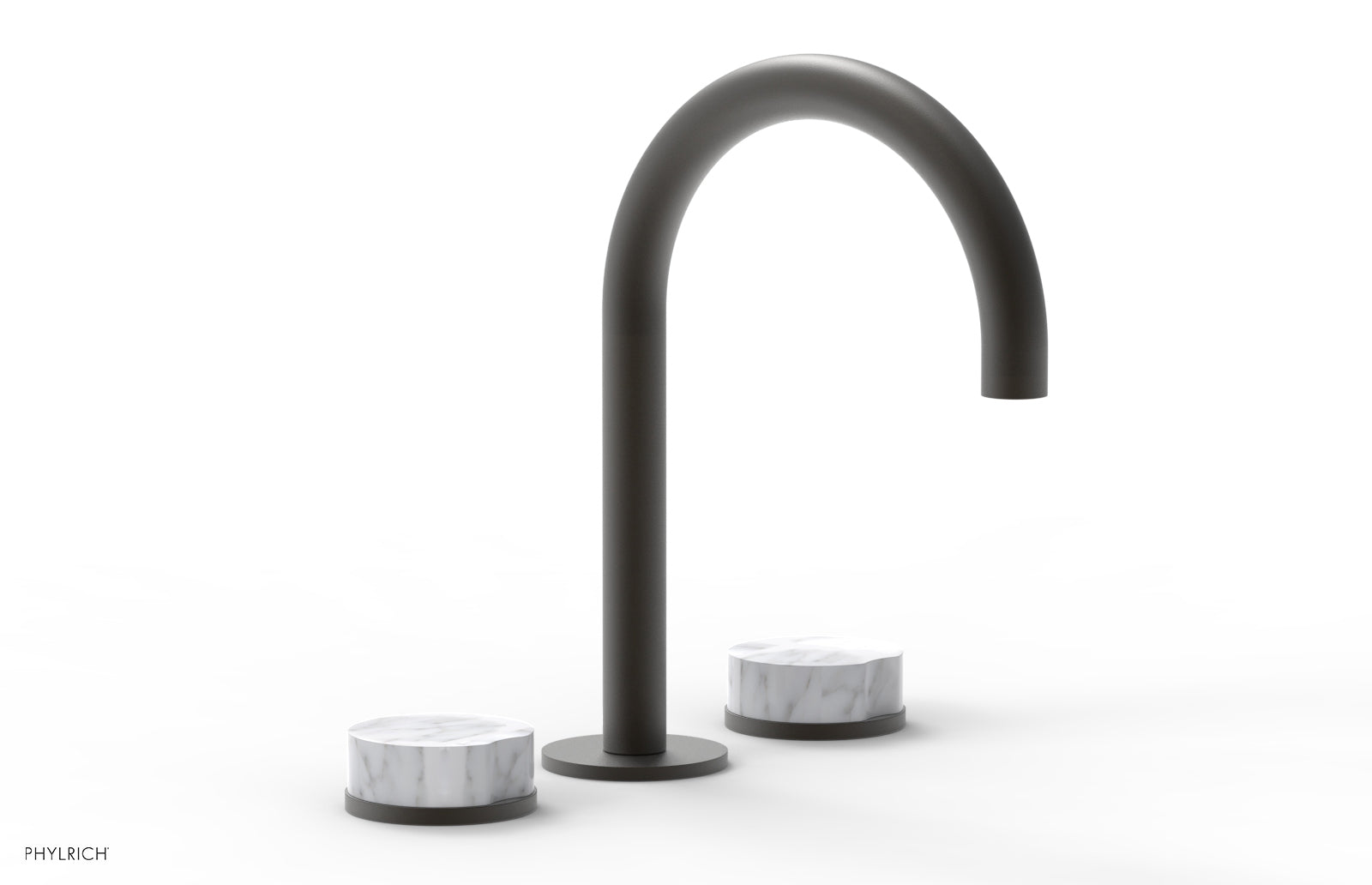 Phylrich CIRC - Widespread Faucet - High Spout, Marble Handles 250-03 - Oil Rubbed Bronze