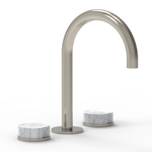 Phylrich CIRC – Widespread Faucet – High Spout, Marble Handles 250-03 – Polished Nickel