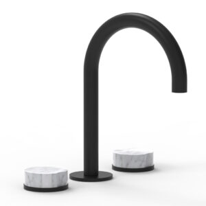 Phylrich CIRC – Widespread Faucet – High Spout, Marble Handles 250-03 – Matte Black