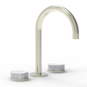 Phylrich CIRC – Widespread Faucet – High Spout, Marble Handles 250-03 – Satin Nickel