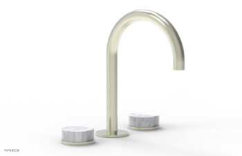 Phylrich CIRC - Widespread Faucet - High Spout, Marble Handles 250-03 - Satin Nickel