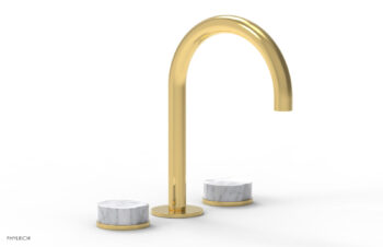 Phylrich CIRC - Widespread Faucet - High Spout, Marble Handles 250-03 - Polished Gold