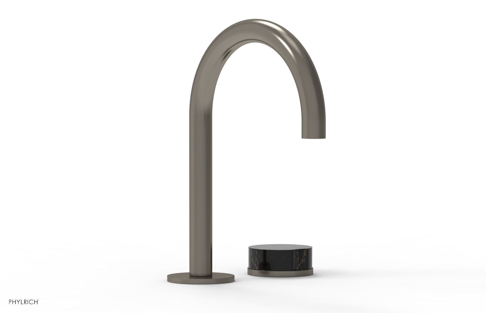 Phylrich CIRC - Single Handle Faucet - High Spout, Marble Handles 250-06 - Pewter
