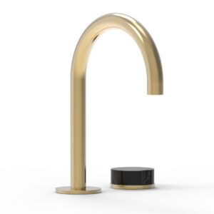 Phylrich CIRC – Single Handle Faucet – High Spout, Marble Handles 250-06 – Satin Brass