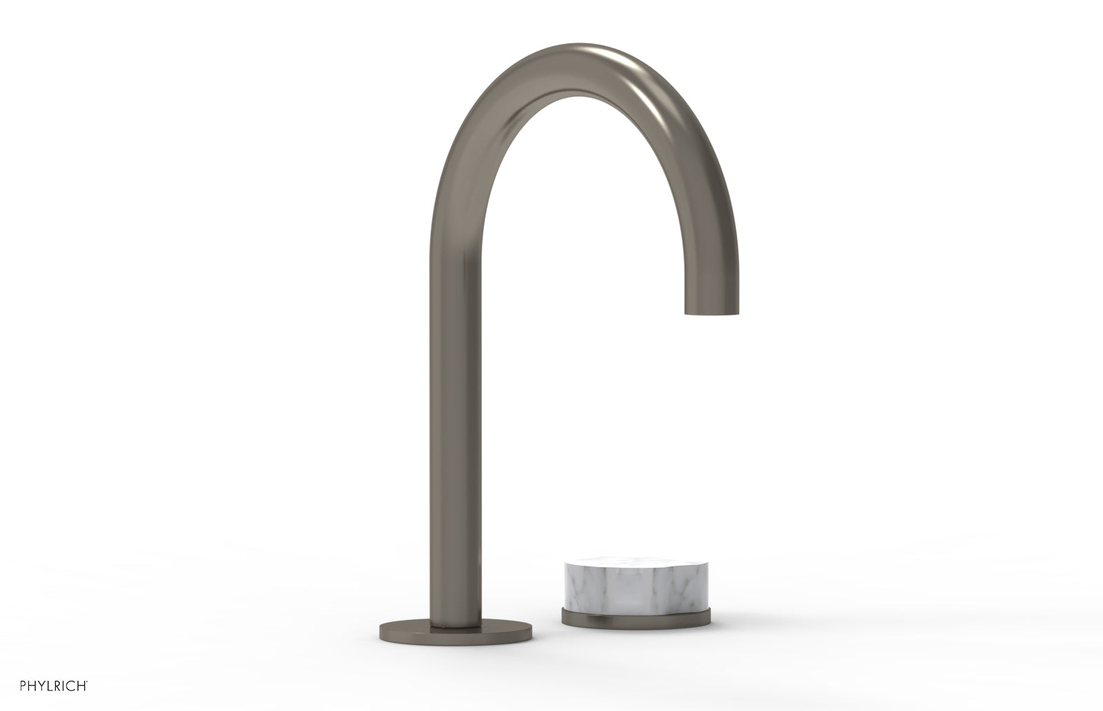 Phylrich CIRC - Single Handle Faucet - High Spout, Marble Handles 250-06 - Pewter