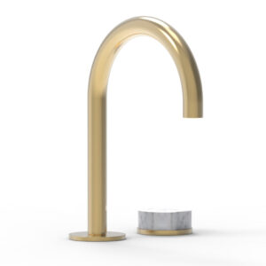 Phylrich CIRC – Single Handle Faucet – High Spout, Marble Handles 250-06 – Satin Brass