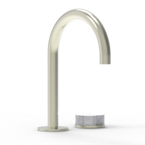 Phylrich CIRC – Single Handle Faucet – High Spout, Marble Handles 250-06 – Satin Nickel