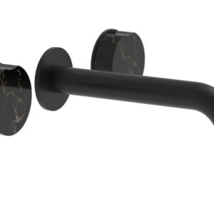 Phylrich CIRC – Wall Lavatory Set , Marble Handles 250-13 – Matte Black