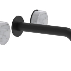 Phylrich CIRC – Wall Lavatory Set , Marble Handles 250-13 – Matte Black